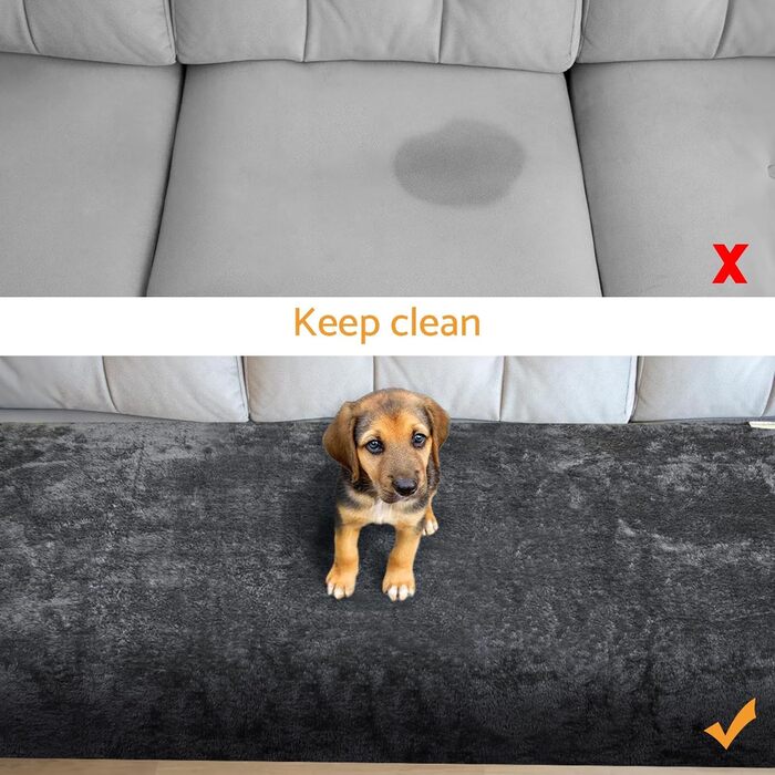 Водонепроникний килимок для собак 100x120 см (40x47 дюймів) - м'який, плюшевий, машинного прання, для собак середніх порід до 16 кг, підходить для вулиці та дивану, чорно-білий (Small)