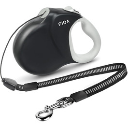 Висувна повідка для собак Fida, 9 м, покращена версія 2025, міцна, для середніх та великих собак, не заплутується, для собак до 50 кг, чорний