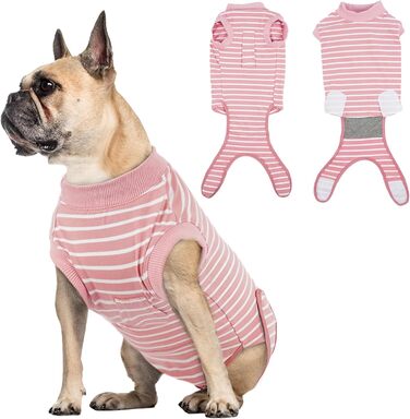 Корсет для собак після кастрації/стерилізації - дихаючий корсет для собак, альтернатива жорсткій пов'язці (S, рожевий в смужку)