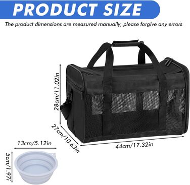 Транспортна переноска для котів та собак WANDGU: складана переноска з мискою для води, 42 x 27 x 28 см