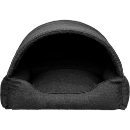 Квіткове ліжко для собак - будиночок-ліжко 2 в 1 - ідеально для маленьких та середніх собак. Зручне ліжко-будиночок з віднімним та пральним чохлом. Стабільний корзинка 82x58 см, темно-сірий, штучний льон.