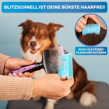 BluePet ZupfZeug Pro професійна щітка для довгошерстих собак і котів, двоголова, рожева, для видалення підшерстя, ковтунів і вузлів