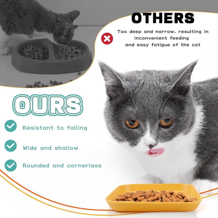 Набір мисок для котів GMMG, 6 шт. з кераміки, плоскі, квадратні