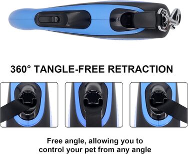 Леєнка для собак MoYouno 8 м з відтягувачем та тримачем для пакетів, синього кольору