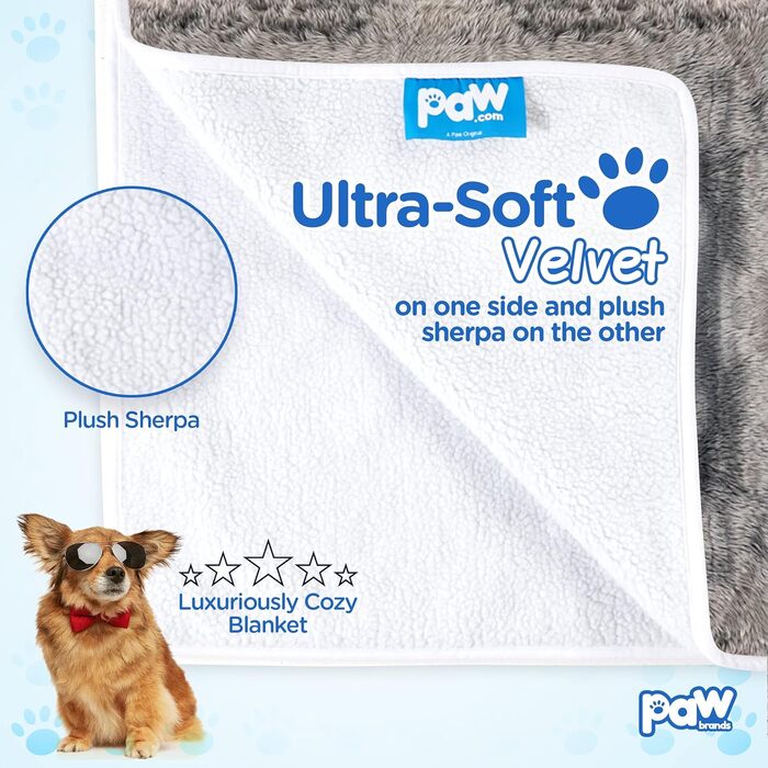 Водонепроникна ковдра для собак PAW BRANDS, преміум, 152x127 см, машинне прання, плед з штучного хутра для великих собак і домашніх тварин, захист меблів