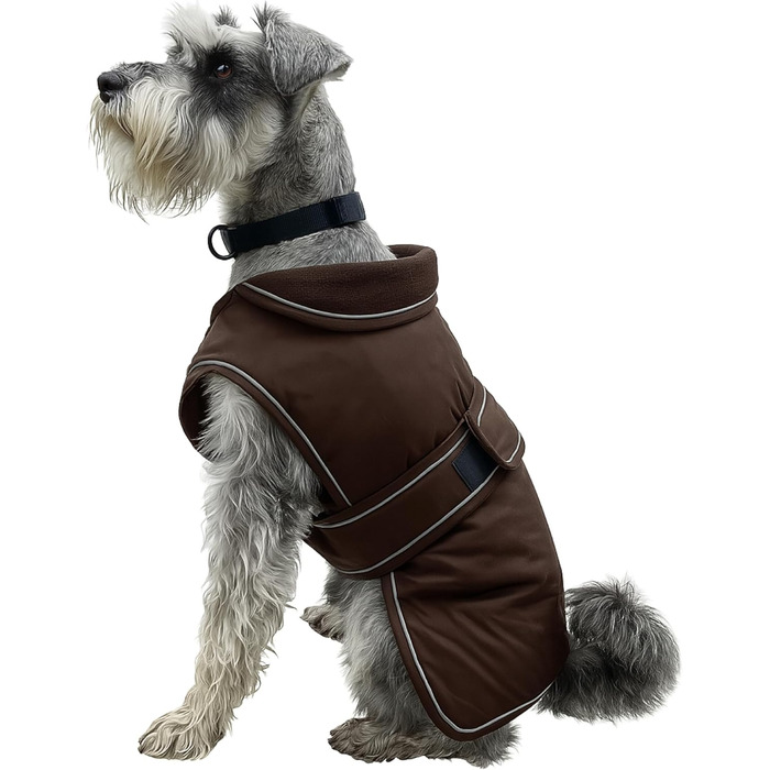 Теплий водонепроникний зимовий одяг для собак Hugglepets Arctic Armour, розмір XS (30 см), з відбиваючим флісом, регульована застібка, підходить для повідка/шлейки, шоколадно-коричневий