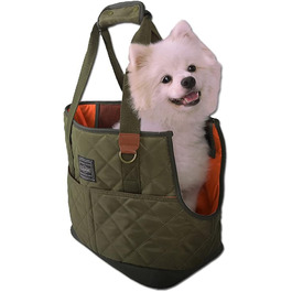 Сумка-переноска для тварин, стежка, маленька переноска-слінг на плече з м'якими боковинами, переноска для цуценят без зайняття рук для щоденного використання, на вулицю (темно-зелена)