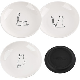 Набір мисок для котів з кераміки (3 шт.) - широкі, зручні, для корму та води