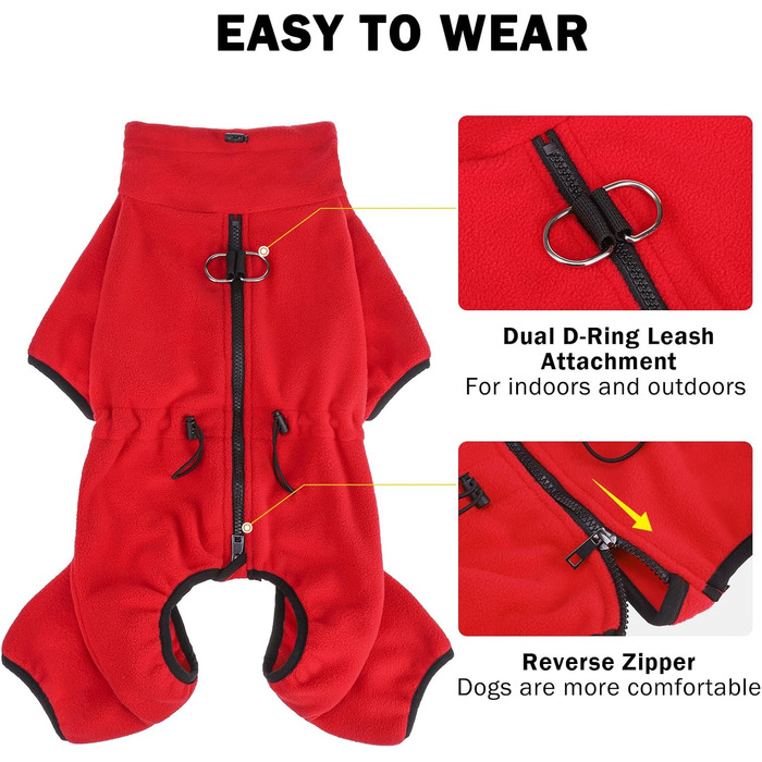 Зимовий теплий одяг для собак SCENEREAL: флісовий пуловер з інтегрованим шлейкою, тепла куртка з ролетним коміром для маленьких та великих собак