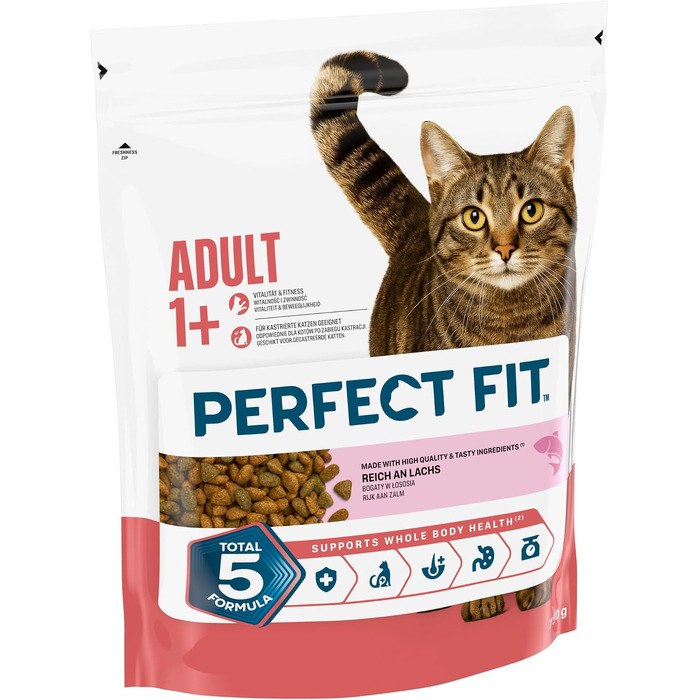Сухий корм для дорослих котів Perfect Fit Adult 1+ з лососем, 7 кг