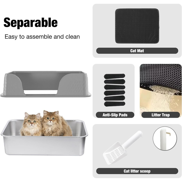 Туалетний лоток для котів Katzentoilette 6040 сірого кольору (M)