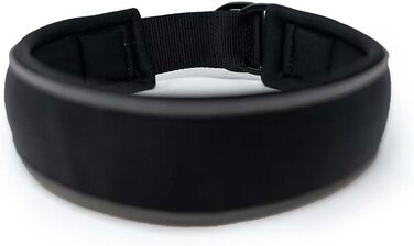 VITOMALIA® Легке відбиваюче нашийник для собак з зупинкою, 4 см, міцний нейлон та м'який неопрен, для середніх собак, чорний (4 см/M = 43 см-51 см)