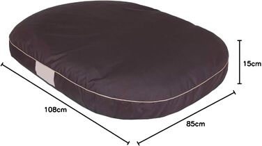 Кругла лежанка для собак Oval - лежанка для маленьких, середніх та великих собак, водонепроникна, з кумедним наповнювачем, для дому та вулиці, 108x85x15 см, коричнева