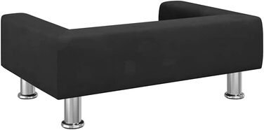 Крісло-ліжко для собак, м'яке ліжко для тварин, лежанка для маленьких собак та котів, чорний велюр, 70 x 45 x 26.5 см