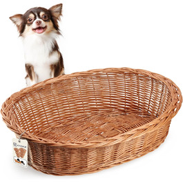Лежанка для собак та котів KADAX з ротангу, натуральний колір, лежанка для собак, котячий кошик, лежак для тварин, лежанка для собак, місце для сну для собак, спокійний кошик (11x50x38cm)
