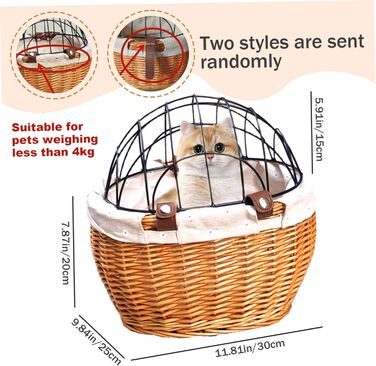 Велосипедний кріплення для собак, 11,8 x 9,8 x 13 дюймів, дихаючий кошик для тварин з металевим покриттям для маленьких собак