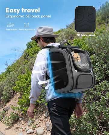 Рюкзак для кота Pecute з сіткою, дихаючий рюкзак-переноска для собак і котів, сірий (42*32*26 см)