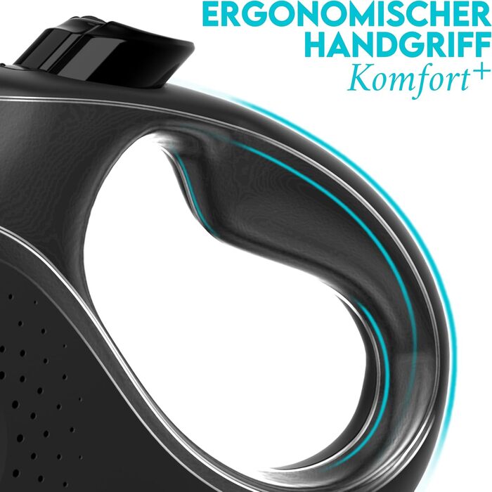 Витяжна повідка для собак HUND IST KÖNIG 8м для малих та великих собак | Міцна витяжна повідка з зручною ручкою | До 50кг | Чорний