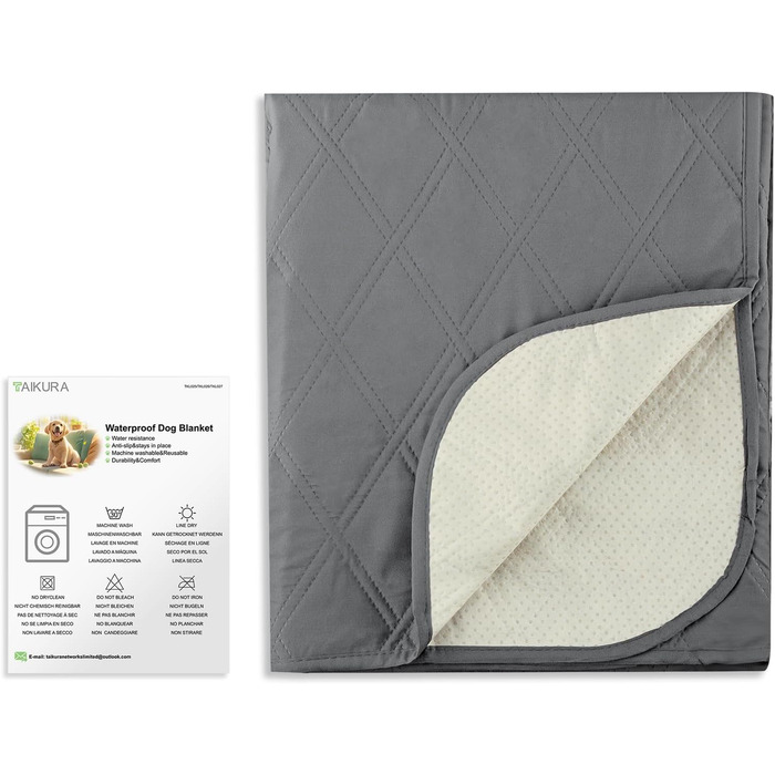 Водонепроникний килимок для собак, неслизька підстилка для тварин, килимок для котів, миючий, для захисту дивану, ліжка, автокрісла (темно-сірий, 76 x 190 см)