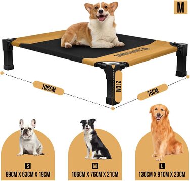 OneTigris Підвищене ліжко для собак, 130x91 см, висота 23 см, коричневе (M)