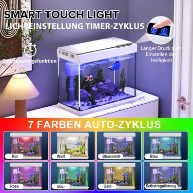 Акваріум Vehipa Nano 9L з підсвіткою, фільтром, обігрівачем та зволожувачем повітря (білий)