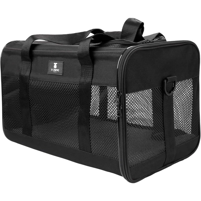 Переносний лежак-переноска для котів та собак X-ZONE, чорний, 44x28x28 см