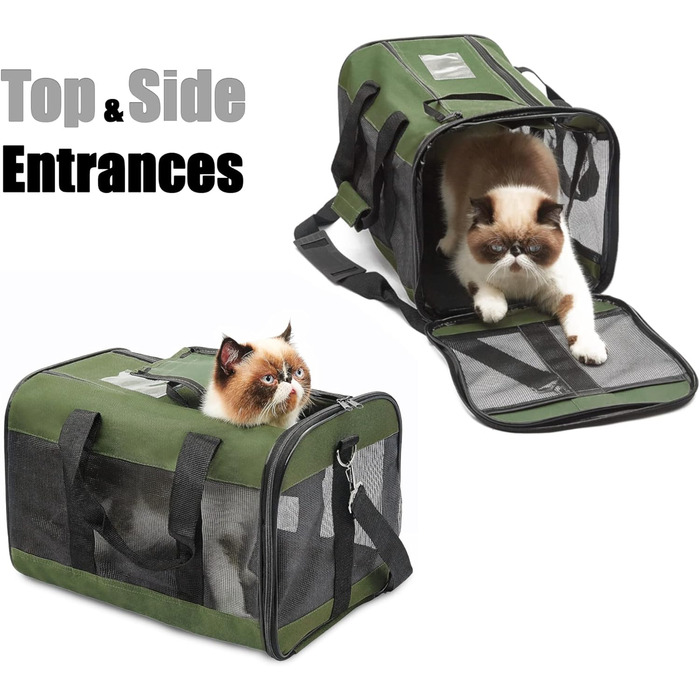Транспортна переноска для собак та котів HITSLAM (M, Зелений) - розкладний бокс, для подорожей, авіалінії