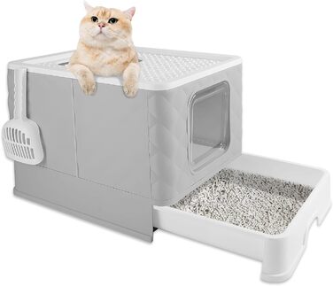 Великий закритий туалет для котів XXXL з лопаткою та кришкою