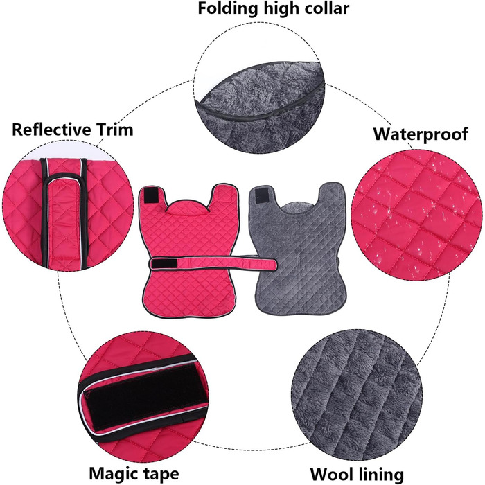 Водонепроникний теплий зимовий одяг для собак породи Віндгаунд, Уіппет, Лурчер. Зимова куртка для собак з флісовою підкладкою, регульована, для середніх та великих порід, темно-синій, розмір S (L(спина: 61-64 см))