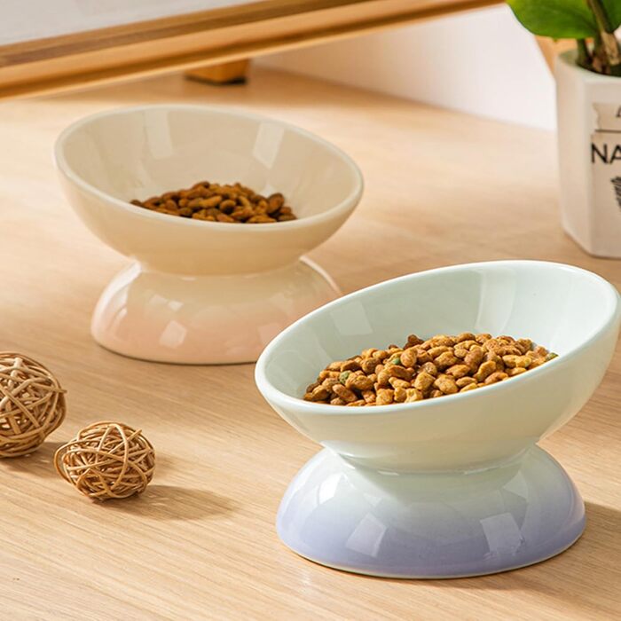 Підвищена годівниця для котів та собак Busnos, керамічна миска для води та їжі, жовта, 15.5x15.5x11 см