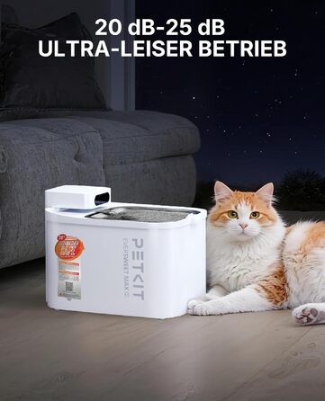 Інтелектуальна питильна фонтан-поїлка для котів та собак PETKIT CT-W3, 3л, нержавіюча сталь, з датчиком руху та низьким рівнем шуму (26дБ), BPA-free
