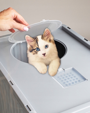 Закритий лоток-туалет для котів Be-Active.pl сірий, з висувною шухлядою та лопаткою