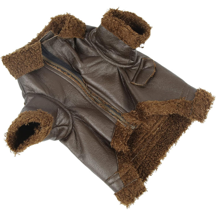 Зимова куртка для собак Pssopp з PU-шкіри, плюшевий підкладка, для маленьких, середніх та великих собак, для прогулянок на вулиці