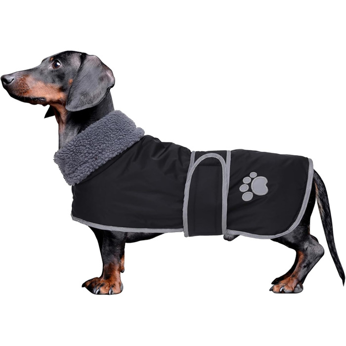 Зимовий теплий одяг для такси - теплий зимовий одяг для собак, водонепроникний, вітронепроникний, з отвором для повідка, чорний, розмір M (довжина спини 42-45 см)