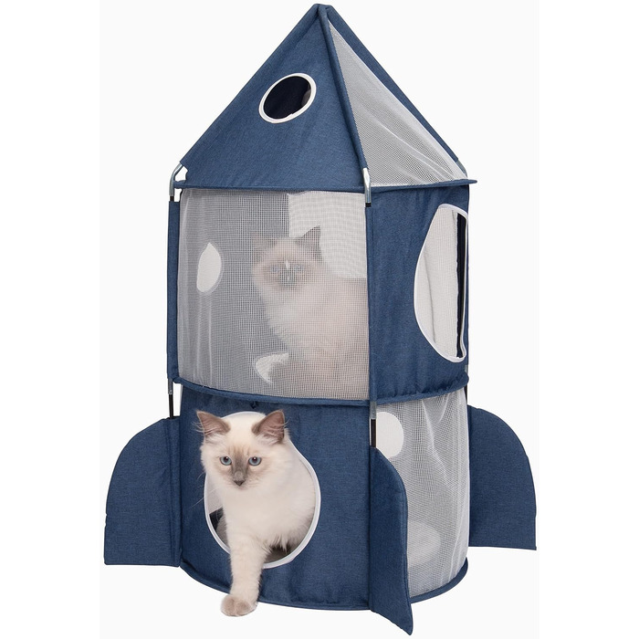Дряпка-будиночок для котів Catit Vesper Turm, ракета, з подушкою, синя