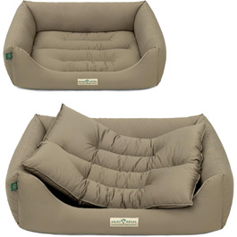 HOUND & NATURE: М'яке ліжко для собак середнього розміру Bern, 95x70 см, Taupe | Ліжко для собак, м'яке, кушетка, лежанка, перемикається, зручне, миється