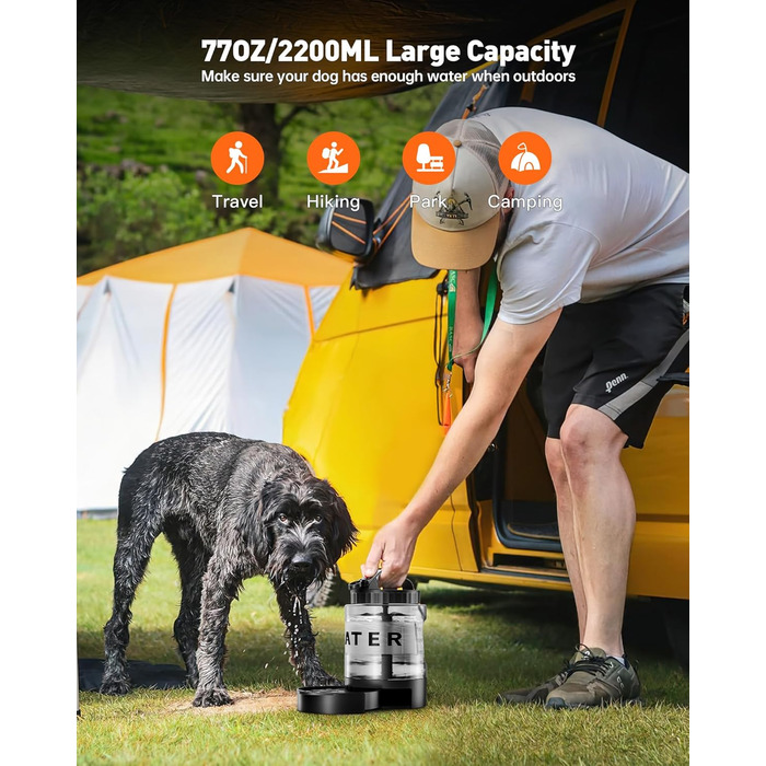 Портативна пляшка для води для собак PETNF, миска для води для собак, не протікає, для великих тварин, ідеально підходить для прогулянок, кемпінгу, пляжу, полювання та інших активностей