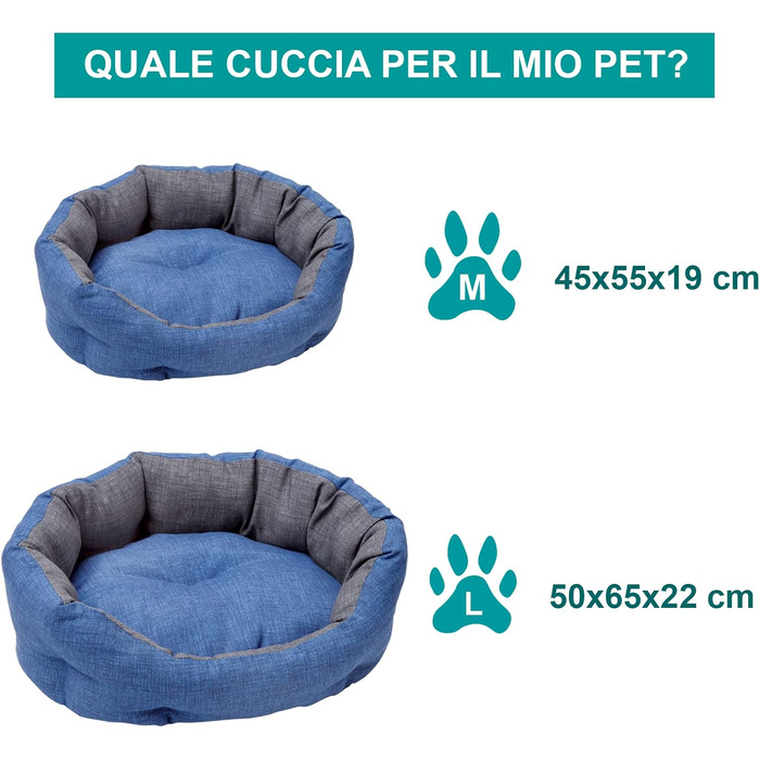 Кругле ліжко для собак та котів Baroni Home, розмір L, 50x65 см, м'яке, зручне, сіре та блакитне, для дому