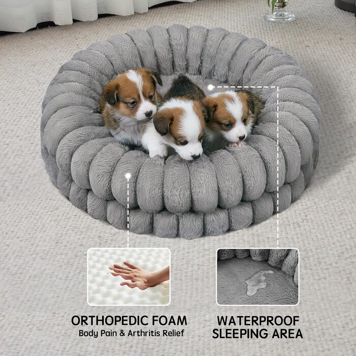 Кругле ортопедичне ліжко для собак та котів BALANCE, сірого кольору, 60х60 см, для маленьких тварин, з неслизьким дном