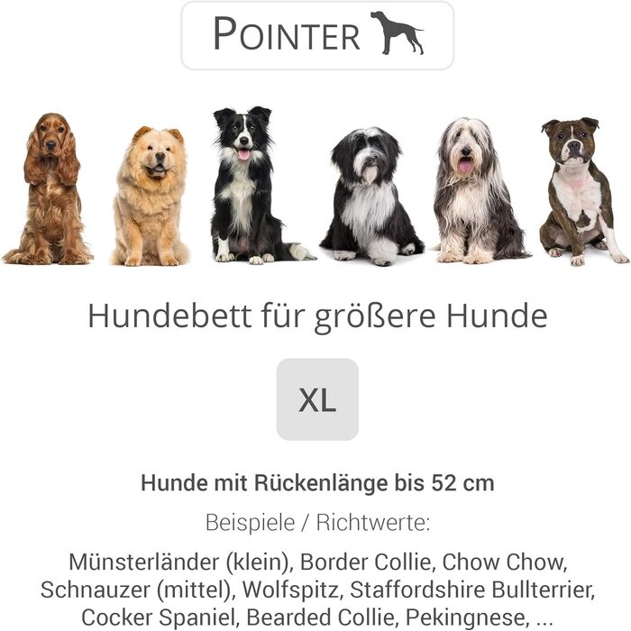 Ортопедичне ліжко для собак середніх порід - Pointer, XL (90x80 см), світло-сіре, Made in Germany