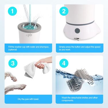 Автоматичний очисник лап для собак ALL FOR PAWS: 2 швидкості, м'які щетинки, USB-зарядка, для маленьких та середніх порід