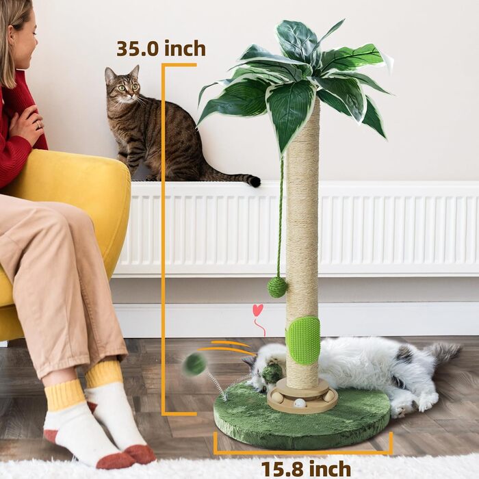 Котячий дряпак 89,9 см для дому з іграшкою та інтерактивною кулькою, для кошенят і дорослих котів