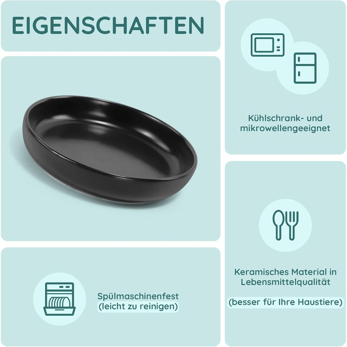 Набори мисок для котів SPUNKYJUNKY 3 шт. з кераміки, чорного кольору (300 мл)