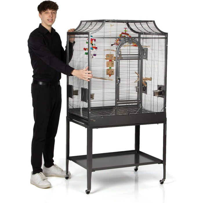 Преміальна клітка для папуг Montana Cages Madeira II, антик, з антипригарним покриттям, 82x54x153 см, 4 металеві годівниці, зоною для посадки та майданчиком для відпочинку