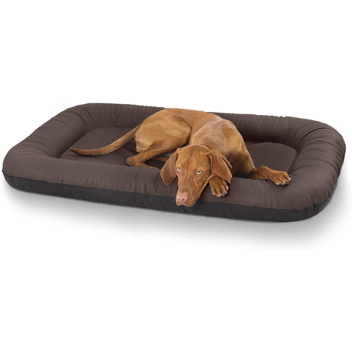 Лежак для собак Knuffelwuff Jerry XXL 120x85 см, коричневий, штучна шкіра, знімний чохол, антиковзке дно, для великих і малих собак, праний