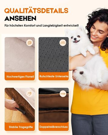 Ортопедичне ліжко для собак великих порід, корзина для собак, що можна прати, з піною у формі яйця, водовідштовхуване ліжко для собак з неслизьким дном та чотиристоронні подушки (колір: коричневий, розмір: 91x61x18 см)