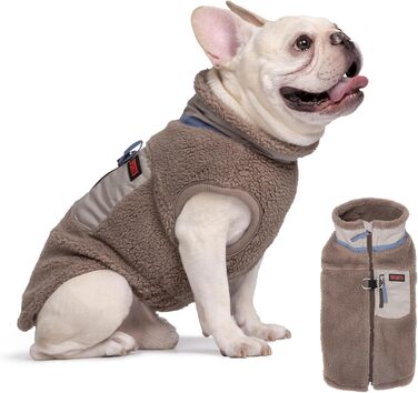 Теплий зимовий жилет для собак FeimaX з флісу, з D-початком, для малих та середніх собак, колір кава