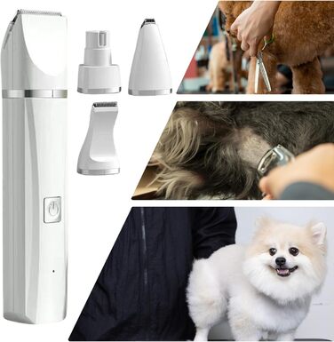 Електричний триммер для собак 4-в-1: стрижка, грумінг, догляд за кігтями та шерсті. Бездротовий, тихий, для цуценят та собак білих порід