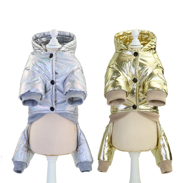 Теплий зимовий одяг для собак: теплий комбінезон для собак з бавовни, теплий одяг для маленьких собак та котів, золотий колір