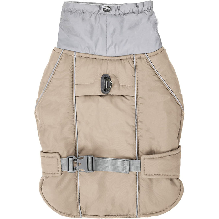 Зимовий теплий одяг для собак Goshyda: куртка, комбінезон від снігу, вітро- та водовідштовхуючий, з відбиваючими елементами (Beige, M)